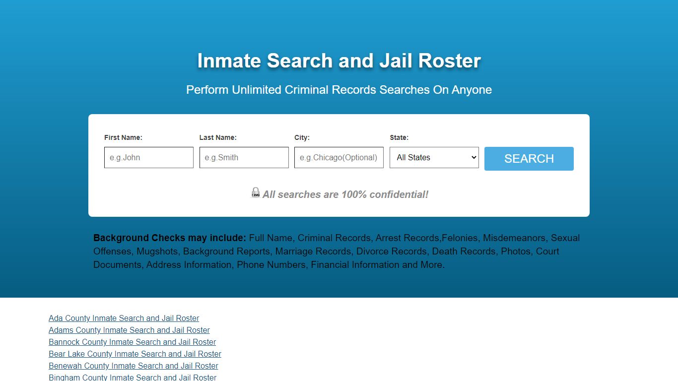 Idaho Inmate Search and Jail Roster